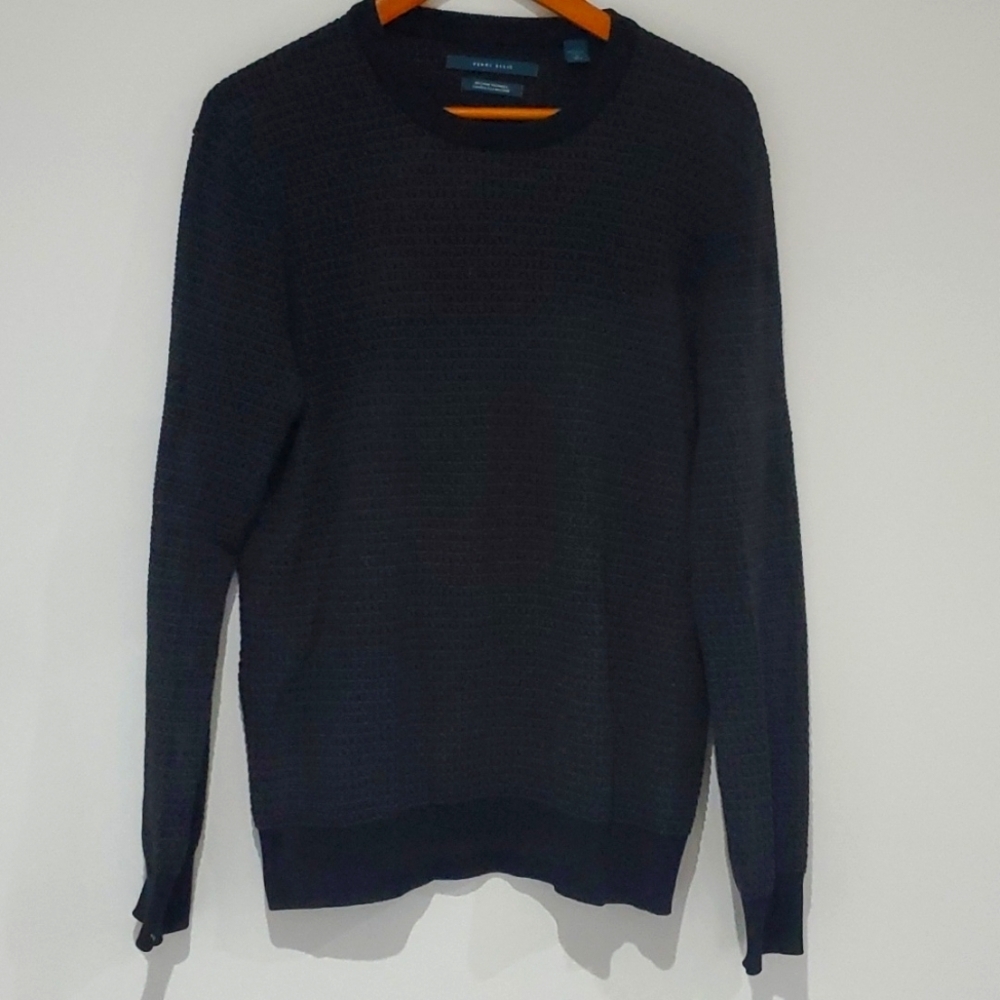 Perry Ellis Cozy long sleeve Waffle gray & black cotton blend Tshirt Size M